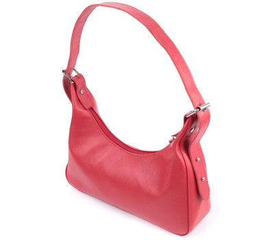 Яскрава сумка багет з регульованим ременем з гладкої натуральної шкіри Shvigel 22832 Червона