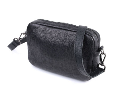 Класична сумка крос-боді із зернистої натуральної шкіри Shvigel 22842 Чорна