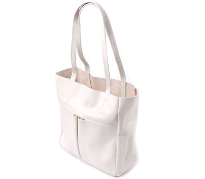 Містка сумка-шоппер з натуральної шкіри Shvigel 22843 Бежева