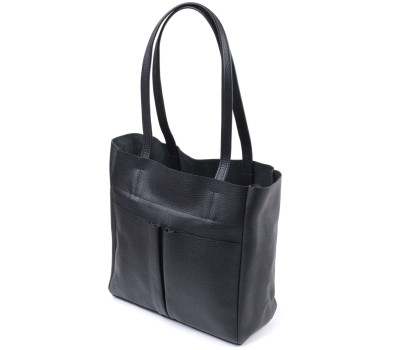 Зручна сумка-шоппер із натуральної шкіри Shvigel 22845 Чорна