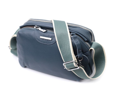 Відмінна сумка на кожен день із двома відділеннями з натуральної шкіри Vintage 22595 Синя