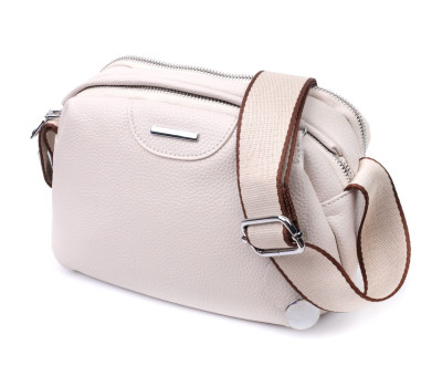 Елегантна сумка на два відділення з натуральної шкіри Vintage 22593 Білий