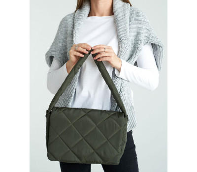 Сумка жіноча нейлонова «Лола» оливкові кубики WeLassie