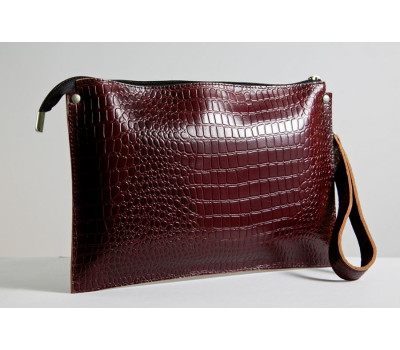 Жіночий клатч Шкіряний K010202-brown кайман коричневий