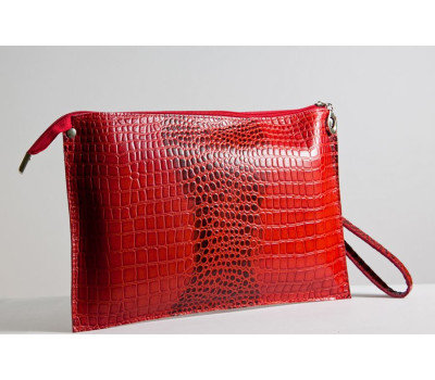 Жіночий клатч Шкіряний K010203-red кайман червоний