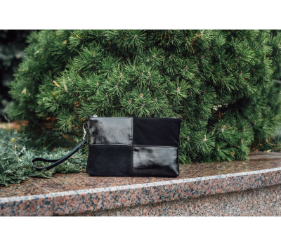 Жіночий клатч Шкіряний K030601-black замш наплак