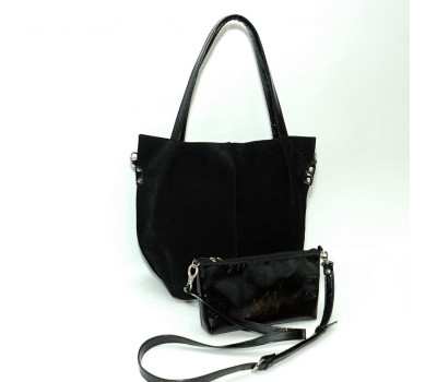 Сумка шкіряна жіноча s040501-black замш чорна