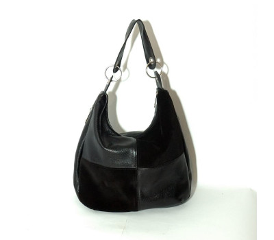 Сумка шкіряна жіноча s140601-black флотар-замш чорна