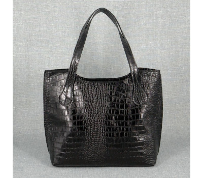 Сумка шкіряна жіноча s010201-black кайман чорна