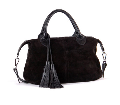 Сумка шкіряна жіноча s200601-black замш чорна