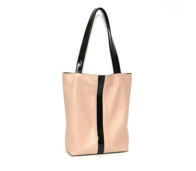 Сумка шкіряна жіноча s270161-powderblack пудра з чорним