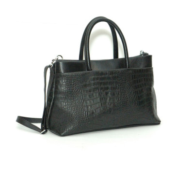 Сумка шкіряна жіноча s320201-black кайман чорна