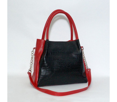 Сумка шкіряна жіноча s330213-blackred кайман чорна з червоним