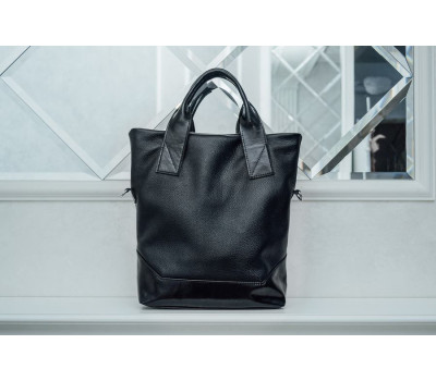 Сумка шкіряна жіноча s400101-black чорна флотар / наплак