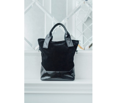 Сумка шкіряна жіноча s400601-black чорна замша / наплак