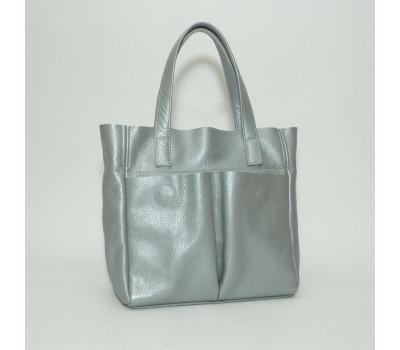 Сумка шкіряна жіноча s020107-silver срібло