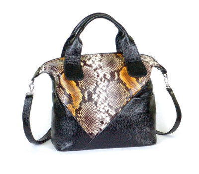 Сумка шкіряна жіноча s490701-black пітон чорна