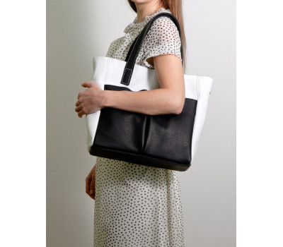 Сумка шкіряна жіноча s020115-blackwhite чорно-біла