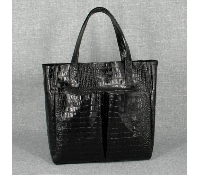 Сумка шкіряна жіноча s020201-black кайман чорна