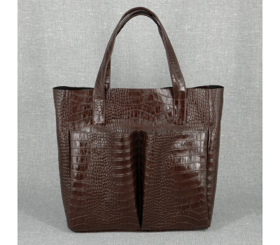 Сумка шкіряна жіноча s020202-brown кайман коричнева