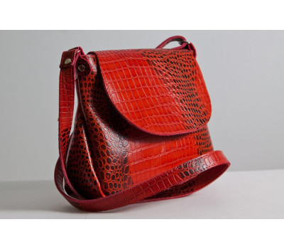 Сумка шкіряна жіноча через плече s050203-red кайман Червона