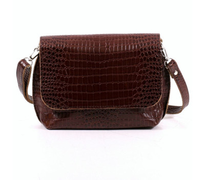 Сумка шкіряна жіноча через плече s090202-brown кайман коричнева