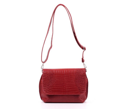 Сумка шкіряна жіноча через плече s090203-red кайман червоний