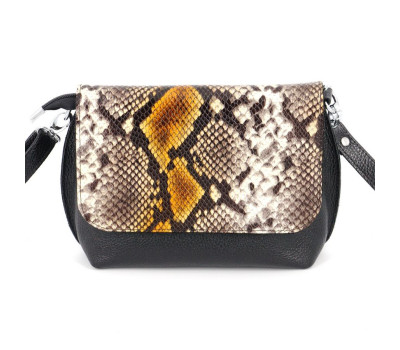 Сумка шкіряна жіноча через плече s090701-black пітон чорний