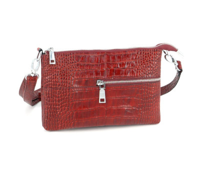 Сумка шкіряна жіноча через плече S100203-red кайман Червона