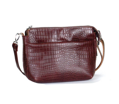 Сумка шкіряна жіноча через плече S210202-brown кайман коричнева