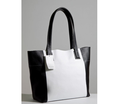 Сумка шкіряна жіноча s030115-blackwhite чорно-біла