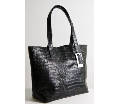 Сумка шкіряна жіноча s030201-black кайман чорна