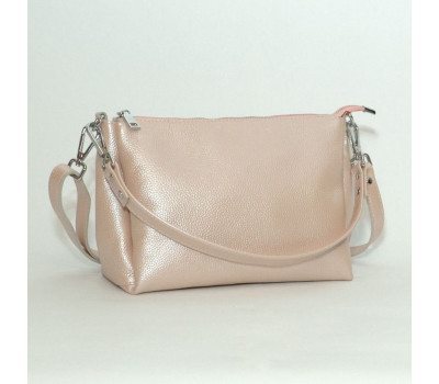 Сумка шкіряна жіноча через плече s360121-powderperl пудра з перламутром