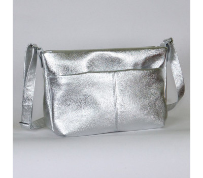 Сумка шкіряна жіноча через плече s460107 - Silver срібло