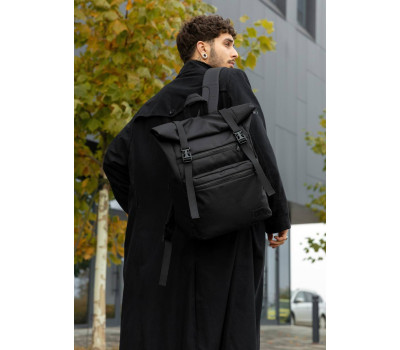 Чоловічий рюкзак Sambag RollTop ZARD чорний тканевий