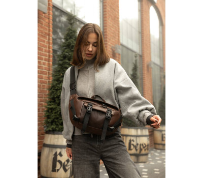 Велика жіноча поясна сумка бананка Sambag DynamicDart коричнева