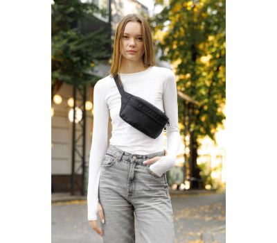 Жіноча сумка на пояс бананка Sambag Tirso чорна тканева