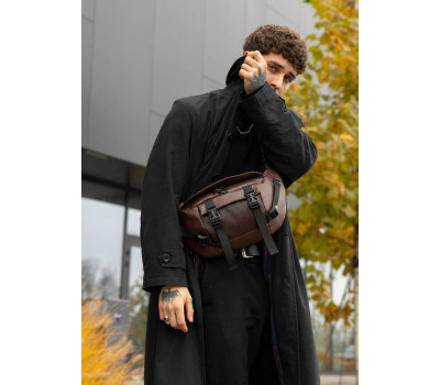 Велика чоловіча поясна сумка бананка Sambag DynamicDart коричнева