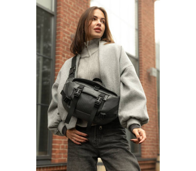 Велика жіноча поясна сумка бананка Sambag DynamicDart графітова