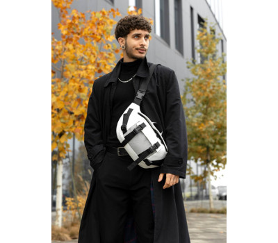 Велика чоловіча поясна сумка бананка Sambag DynamicDart біла