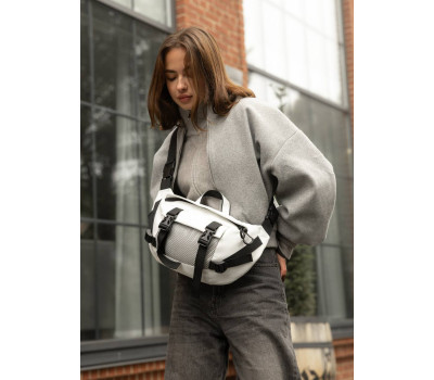 Велика жіноча поясна сумка бананка Sambag DynamicDart біла