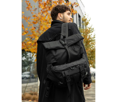 Чоловічий рюкзак рол Sambag RollTop Double чорний тканевий