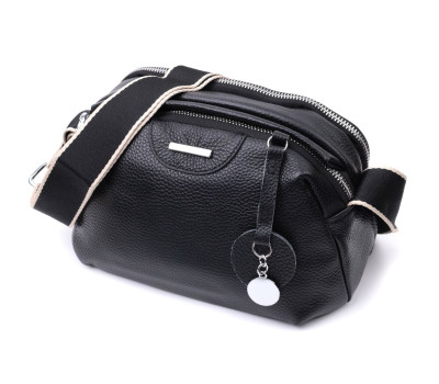 Сумка на два відділення з натуральної шкіри Vintage 22592 Чорна