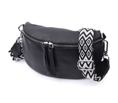 Шкіряна сумка для жінок у класичному кольорі через плече з міні гаманцем Vintage 22666 Чорна