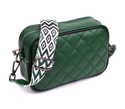 Стьобана жіноча сумка з натуральної шкіри 22857 Vintage Зелений