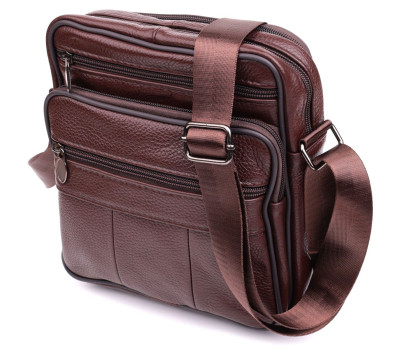 Зручна чоловіча сумка з натуральної шкіри 22858 Vintage Коричневий