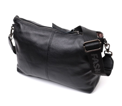Повсякденна шкіряна сумка з двома знімними ременями Vintage 22379 Чорна