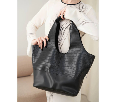 Жіноча сумка «Бріан» чорний крокодил WeLassie