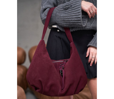 Жіноча шкіряна сумка «Монга» бургунді WeLassie