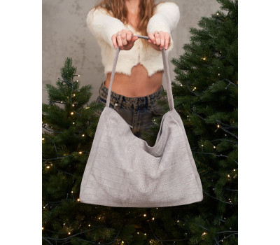 Сумка женская кожаная «Кроко» серая WeLassie